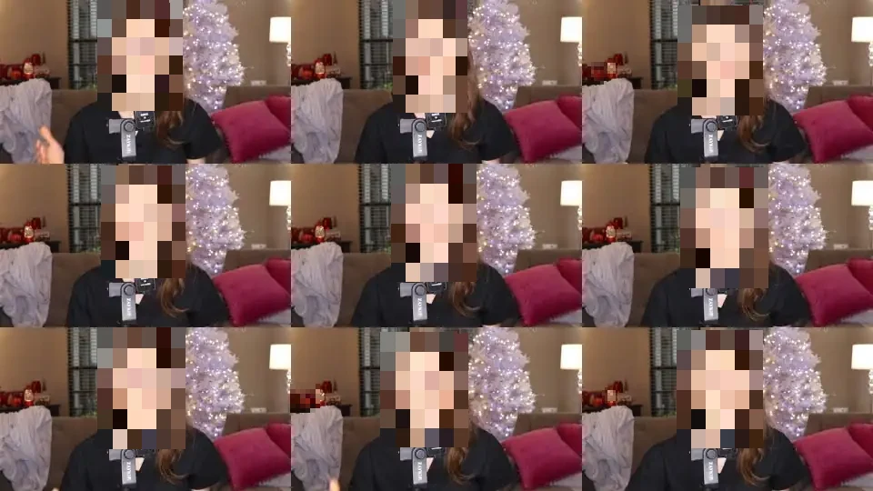 Frames from an unfiltered talking head skincare video, face pixelated, sheet 1