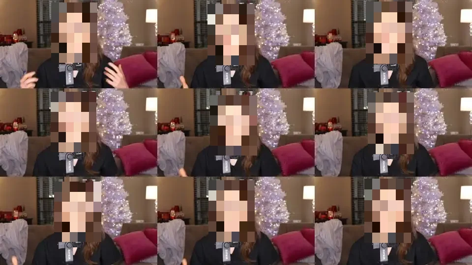 Frames from an unfiltered talking head skincare video, face pixelated, sheet 2